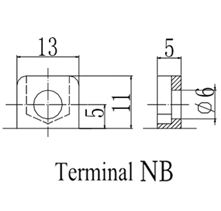 TLV1265NB-GEN - 12V 6.5Ah Battery For Generators - Nut & Bolt Terminals - Terminal Diagram